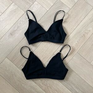 New 2 Organic cotton bralettes bra black dilling convertible back triangle